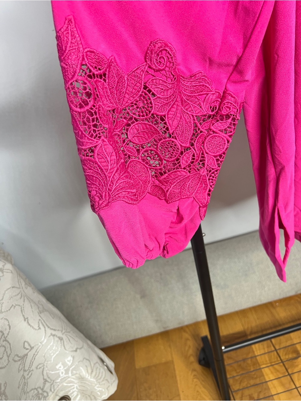 dennis basso Hot Pink Lace-Sleeve Tunic Top - Picture 4 of 7